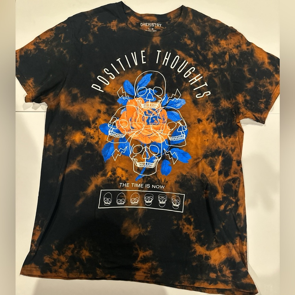 Chemistry Black and Orange Tie-Dye Graphic Tee - Adult Large